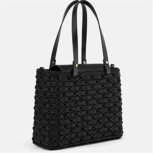 CBBHHXX Black Straw Bag Rattan Shoulder Bag Beach Handbags Weaving Handmade Crossbody Bag | Amazon (UK)