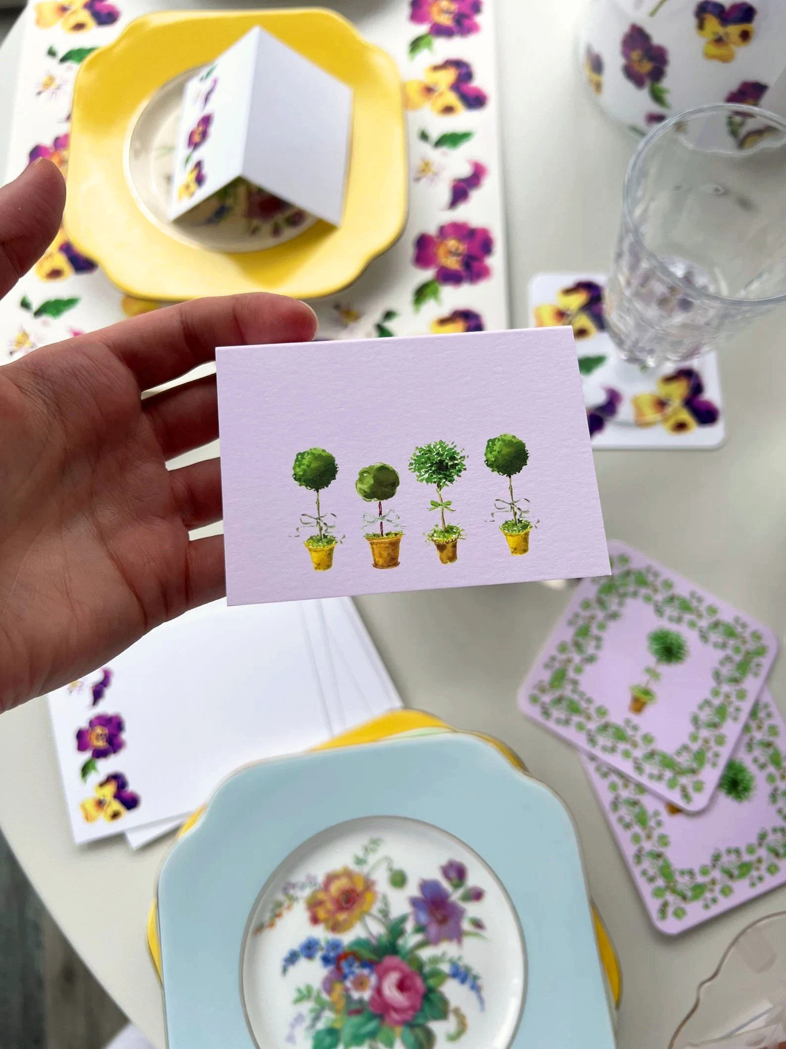Easter Place Card: Four Topiaries Place Card | Etsy (US)