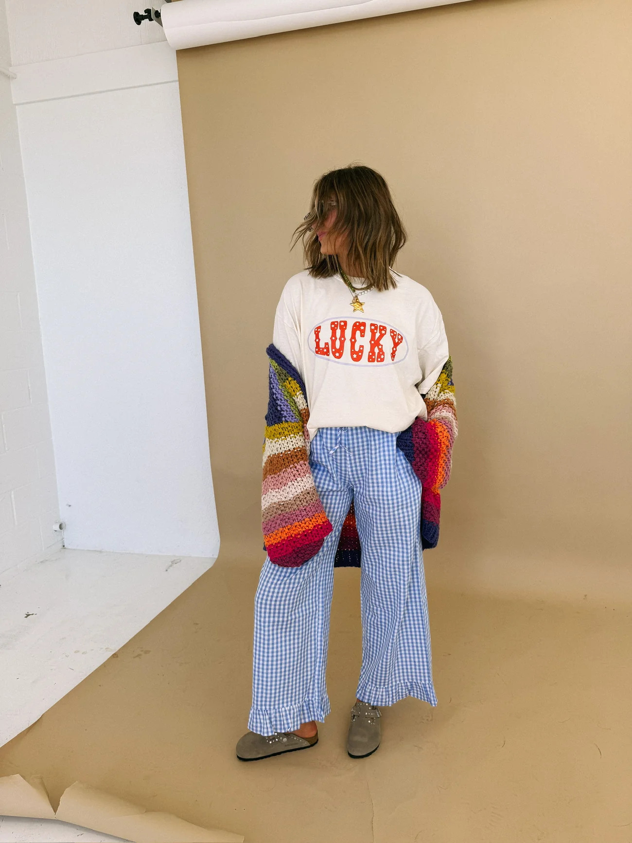 ETTA OG | star studded lucky graphic tee - ivory / red | Etta+East