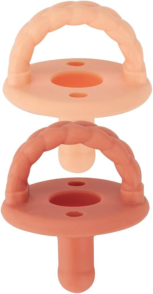 Itzy Ritzy Silicone Pacifiers for Newborn - Sweetie Soother Pacifiers Feature Collapsible Handle & Two Air Holes for Added Safety; for Ages Newborn and Up, Set of 2 in Apricot & Terracotta | Amazon (US)