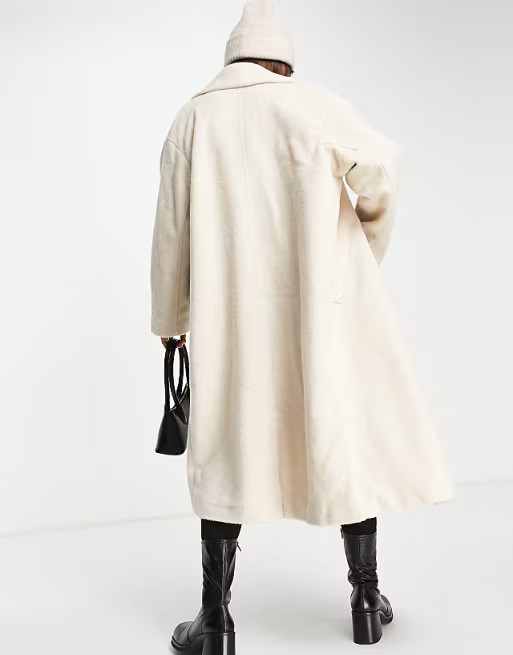 ASOS DESIGN smart oversized boucle coat in camel | ASOS (Global)