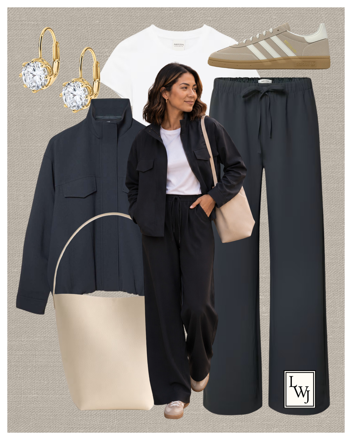 mini cool tone fall capsule for effortless everyday outfits 

fall capsule / fall style / elevated style / style over 30 / aritzia outfit / oculus jacket / lodge pants in crepette / adidas sneakers / how to style navy 

 #LTKootd #LTKSeasonal