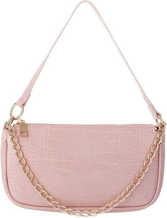 Small Shoulder Bag for Women Leather Crocodile Purses and Handbags Retro Classic Clutch Purse | Amazon (US)