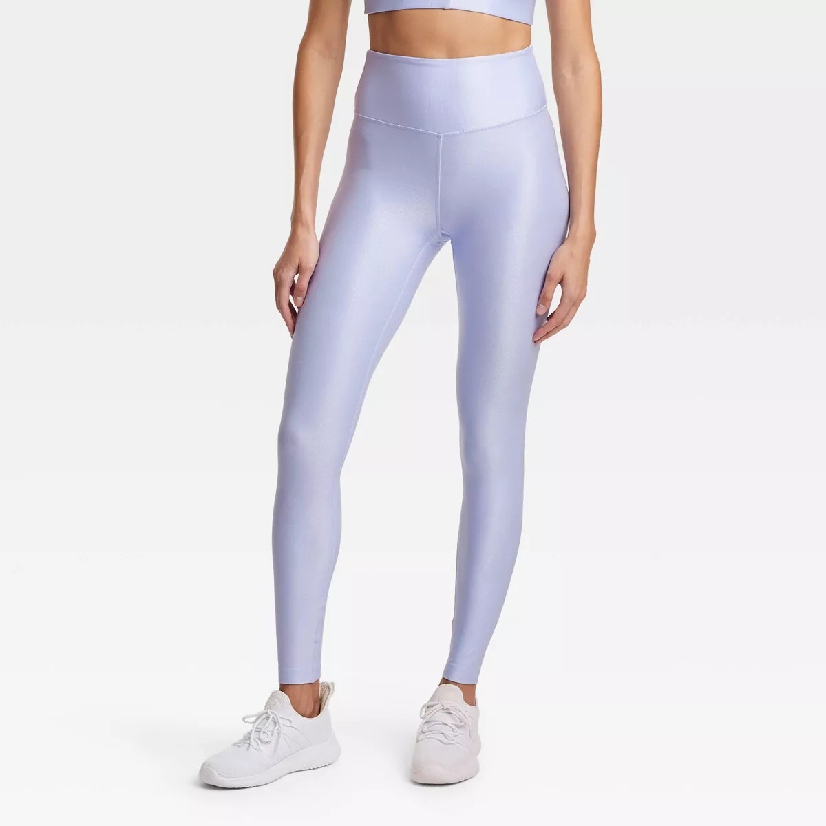 Women's High-Rise Shine Ribbed Leggings - All In Motion™ Light Mauve L | Target