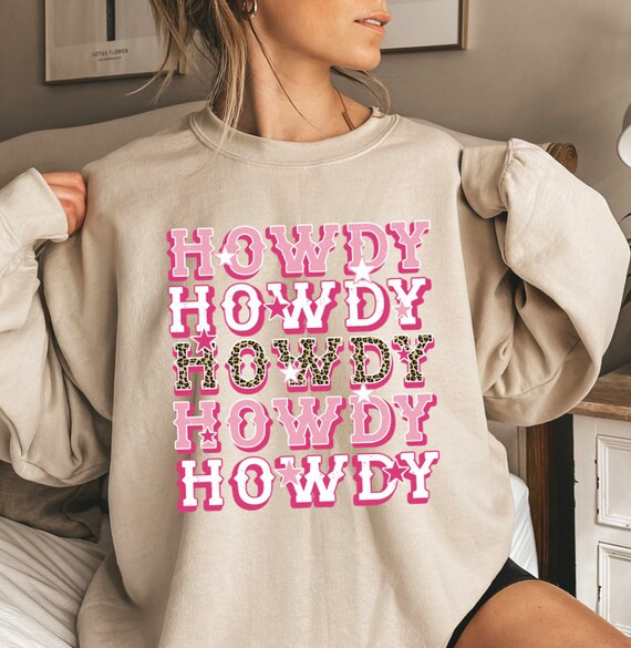 Howdy Pink Leopard Sweatshirt Bachelorette Party Shirt | Etsy | Etsy (US)