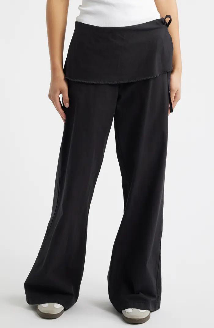 Skirted Cotton & Linen Flare Leg Pants | Nordstrom