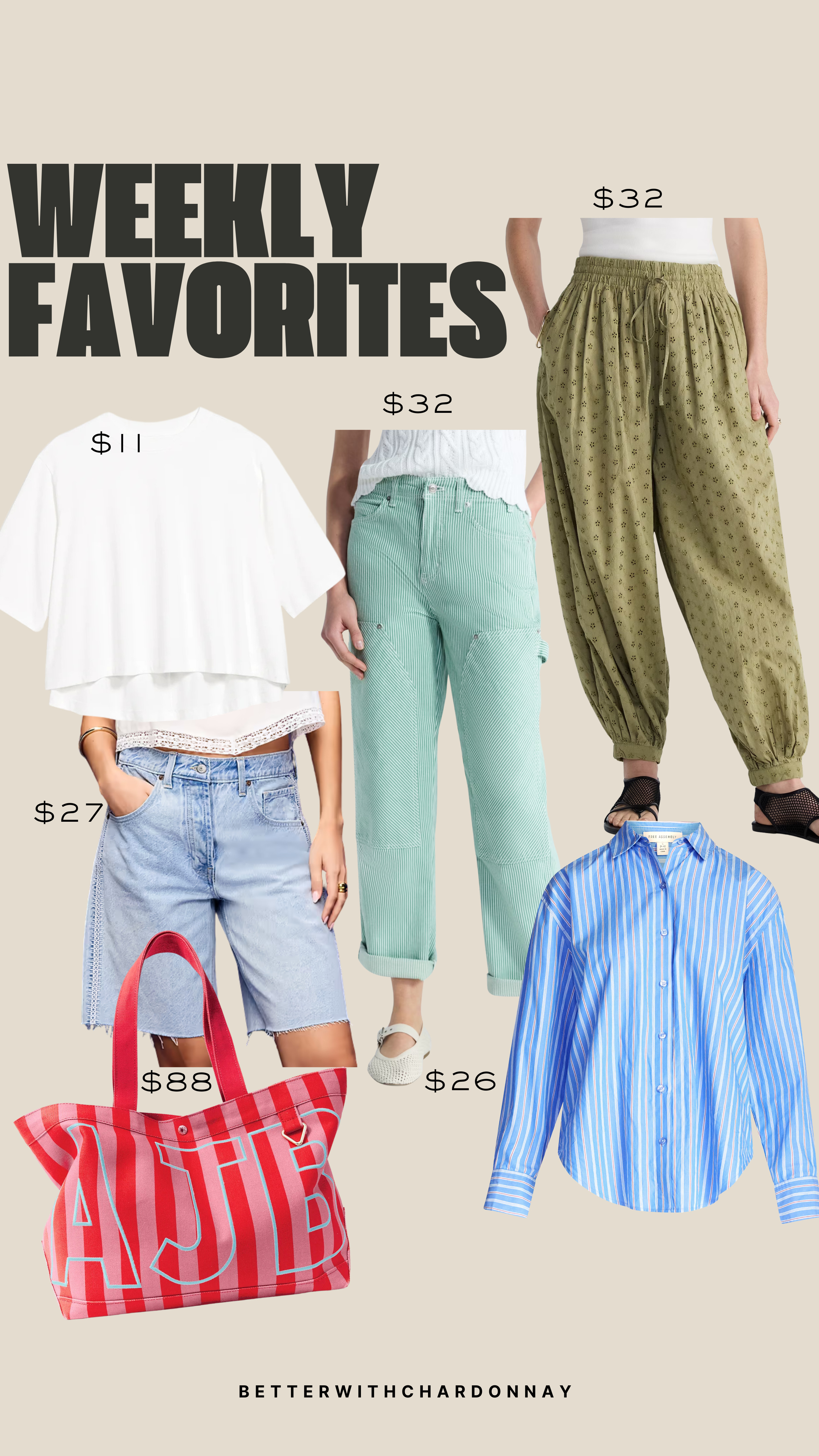Weekly favorites! 

weekly favorites, pants, oversized top, striped button up, denim shorts 

 #LTKSeasonal
