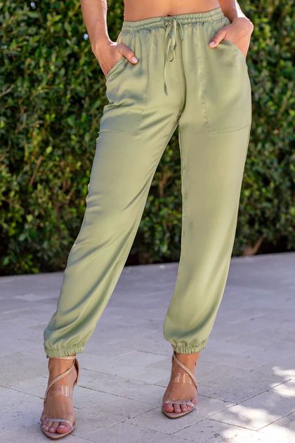 One In A Million Sage Satin Pants | Shop Priceless