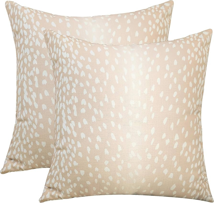 Set of 2 Antelope Pillow Covers, 26x26 Inch Soft Linen Faux Fawn Animal Print Modern Euro Throw P... | Amazon (US)