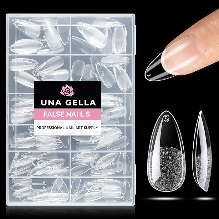 UNA GELLA Almond Nail Tips 216pcs Medium Almond Press on Nails Pre-shape Gel Fake Nails for Full ... | Amazon (US)