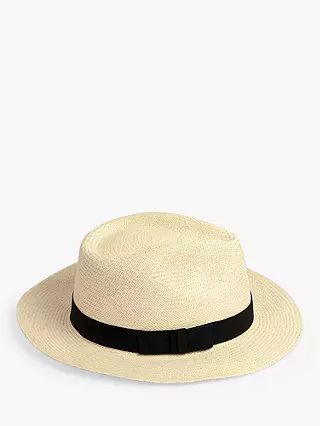 hush Ribbon Detail Panama Hat, Natural/Black | John Lewis (UK)