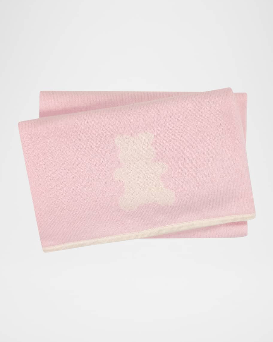 Sofia Cashmere Mongolian Cashmere Intarsia Bear Baby Blanket | Neiman Marcus