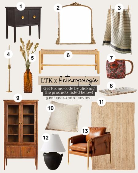 🔥LTK x Anthropologie 20% OFF🔥
Don't forget to copy the promo code by clicking the products linked below!
-
Home decor. Furniture. Cabinet. Table lamp. Jute rug. Accent chair. Throw pillow. Linen pillow. Mug. Kitchen towel. Cloth napkin. Nightstand. Floor mirror. Candlestick. Bench. Vase. Sale alert. 

#LTKFind #LTKhome #LTKxAnthro