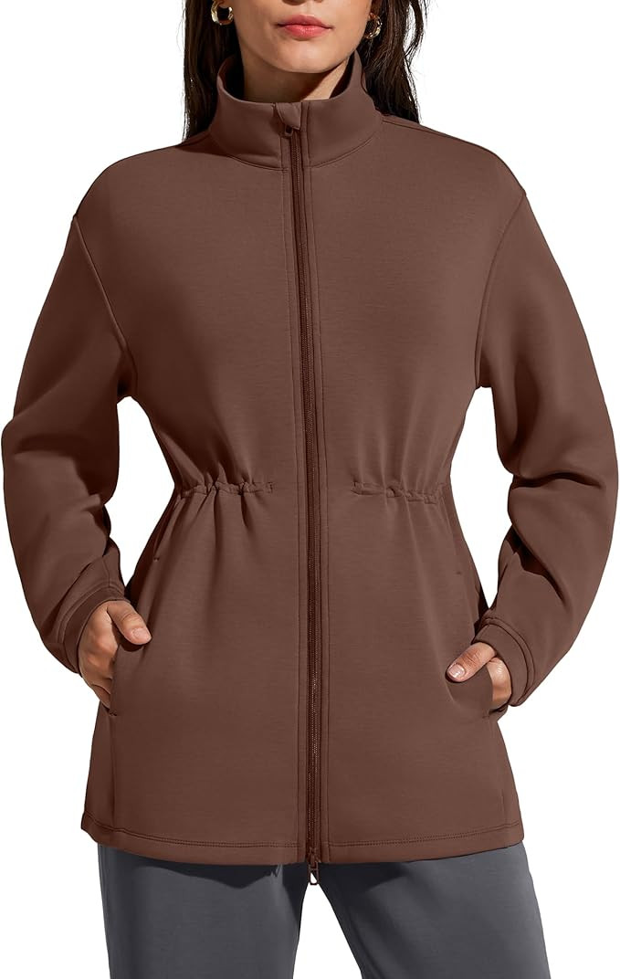 G4Free Smoofit Modal Soft Women's Zip Up Long Jackets Cinch Waist Casual Sweatshirts with Pockets | Amazon (US)