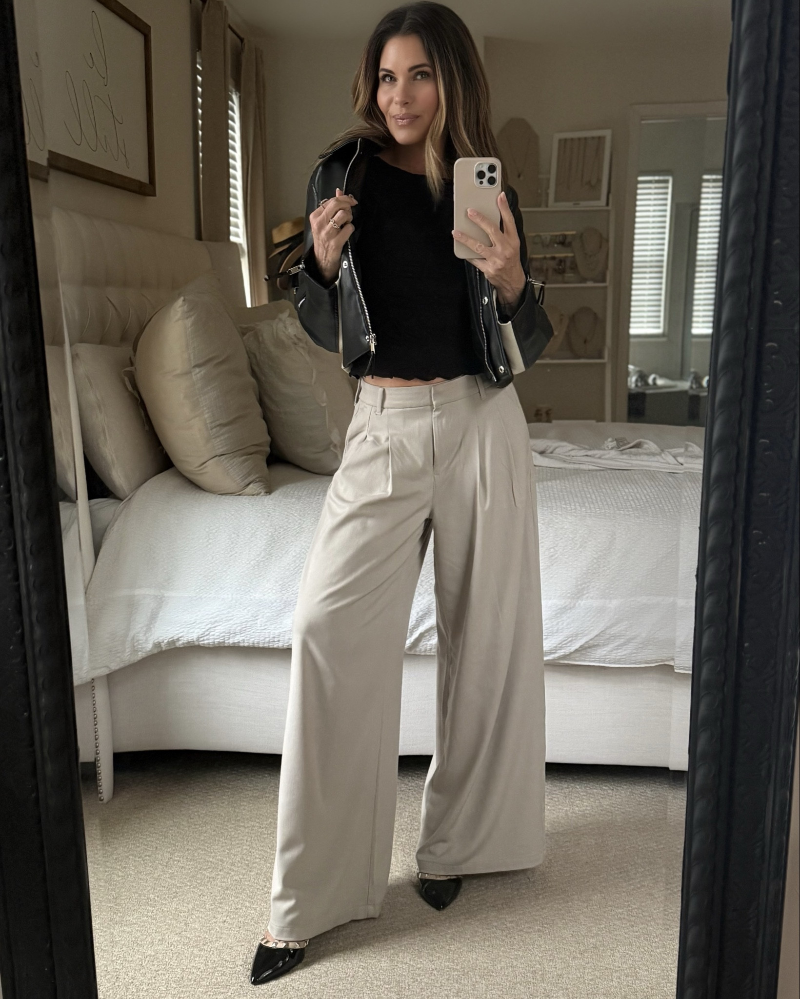 This outfit makes me happy! Love the wide flare pants so much I could wear them everyday. The top, jacket & heels well they’re just as good! 

Pants - downsize (1)//top - found @tjmaxx//heels - tts//jacket - message me on IG for link @sheworewhat_lifestyle

#LTKStyleTip #LTKOver40