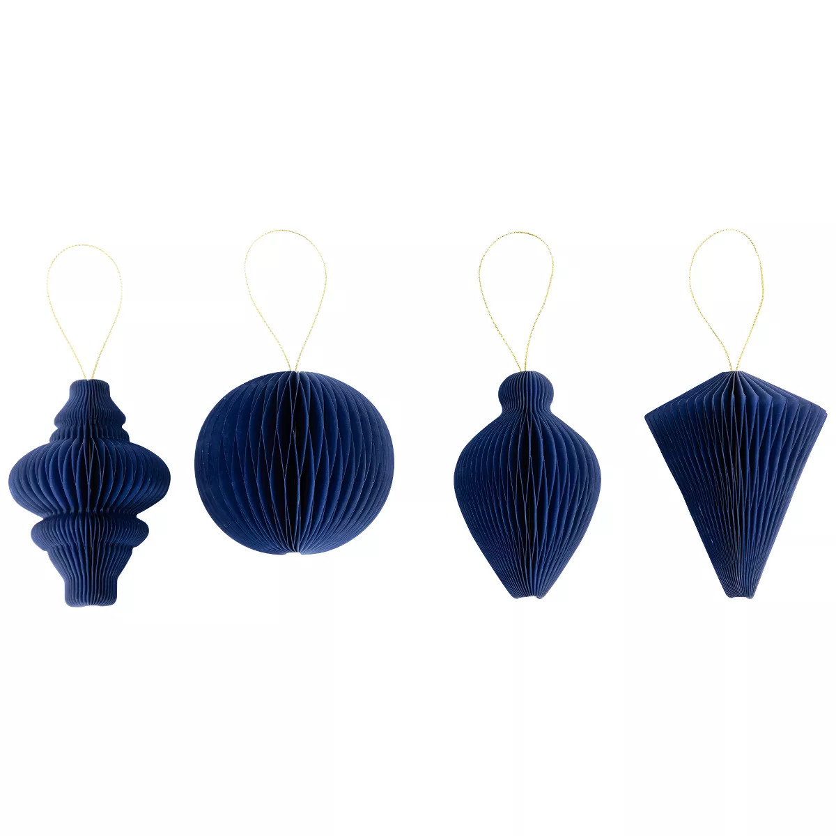 Northlight Accordion Honeycomb Foldable Paper Christmas Ornaments - 4" - Navy Blue - Set of 4 | Target