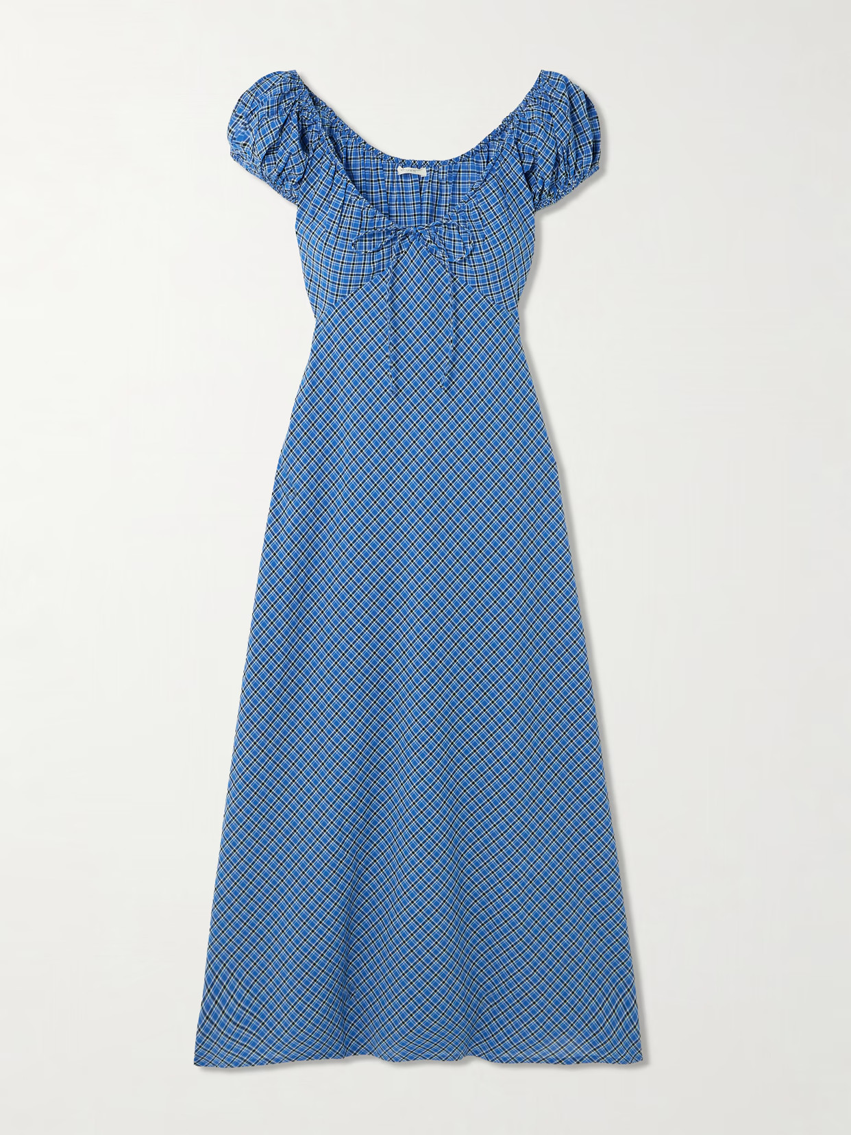 DÔEN - Sofia Checked Organic Cotton-voile Midi Dress - Blue | NET-A-PORTER (US)
