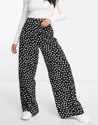 Miss Selfridge wide leg pant in mono spot | ASOS | ASOS (Global)