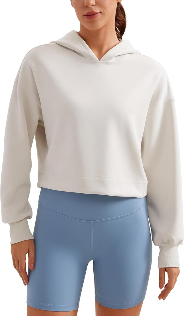 CRZ YOGA Womens SoftAura Cropped Hoodie Long Sleeve Hooded Sweatshirt Basic Workout Casual Pullov... | Amazon (US)