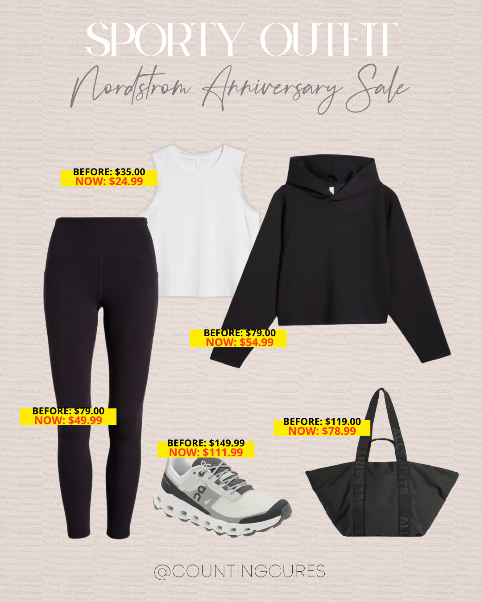 Upgrade your workout wardrobe during the Nordstrom Anniversary Sale! Stay active with this basic white tank top, black hoodies, black leggings, On sneakers and more!
#fashiondeal #casuallook #activewear #onsalenow

#LTKSaleAlert #LTKItBag #LTKxNSale