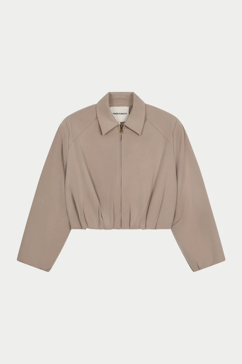 BALLOON HEM SMART JACKET - BEIGE | The Couture Club