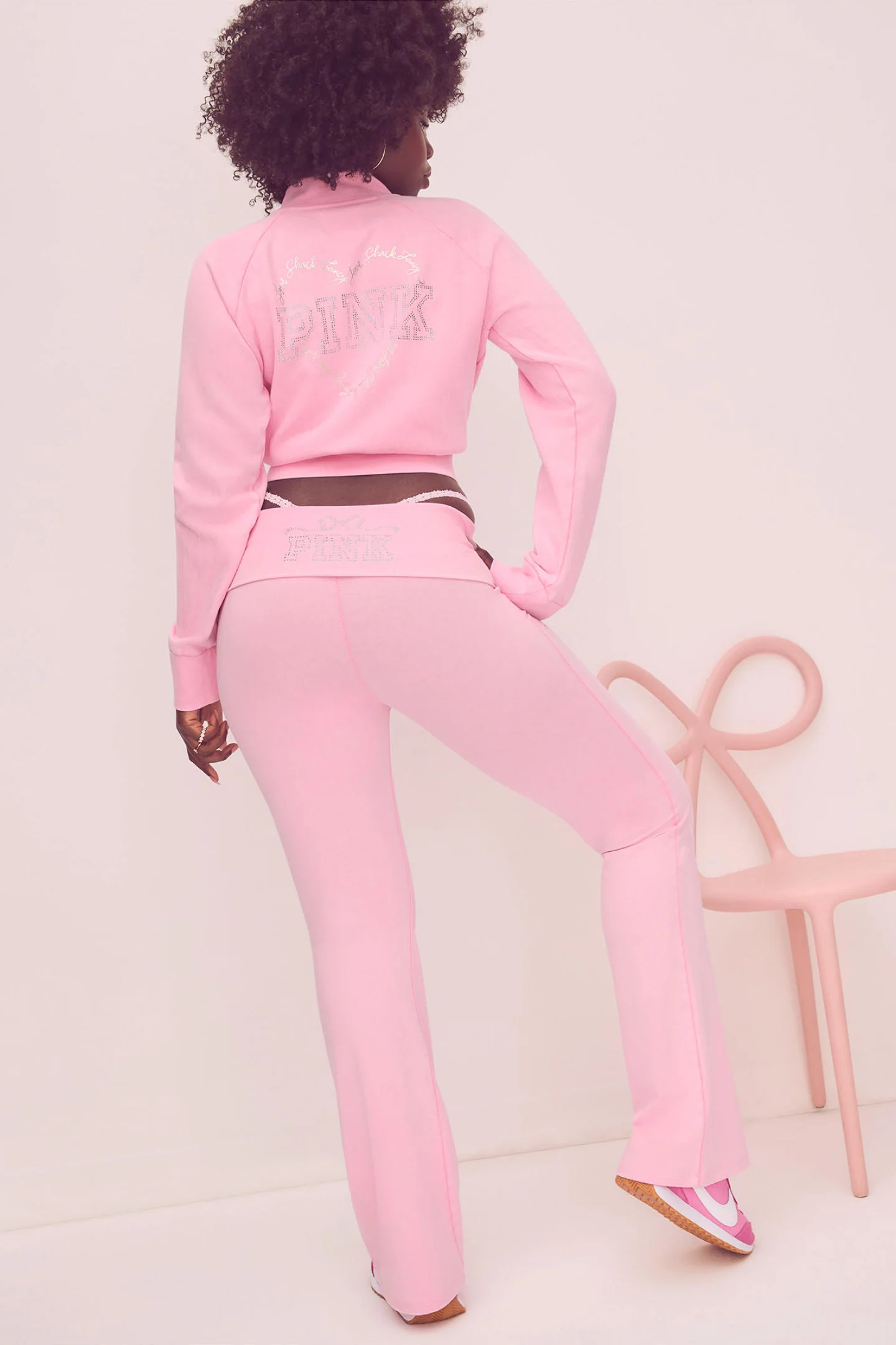 PINK x LoveShackFancy Washed Cotton Foldover Flare Leggings | LoveShackFancy