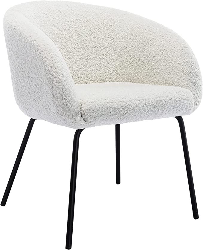 ONEVOG Sherpa Chair Comfy White Boucle Fabric Vanity Chair with Arms, Upholstered Tufted Decorati... | Amazon (US)