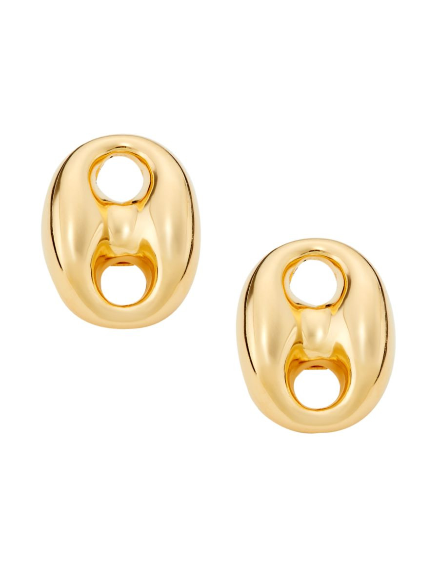 14K Yellow Gold Puffy Mariner-Link Stud Earrings | Saks Fifth Avenue