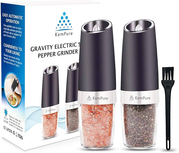 Gravity Electric Salt and Pepper Grinder, Automatic Operation Pepper and Salt Mill with Adjustabl... | Amazon (US)