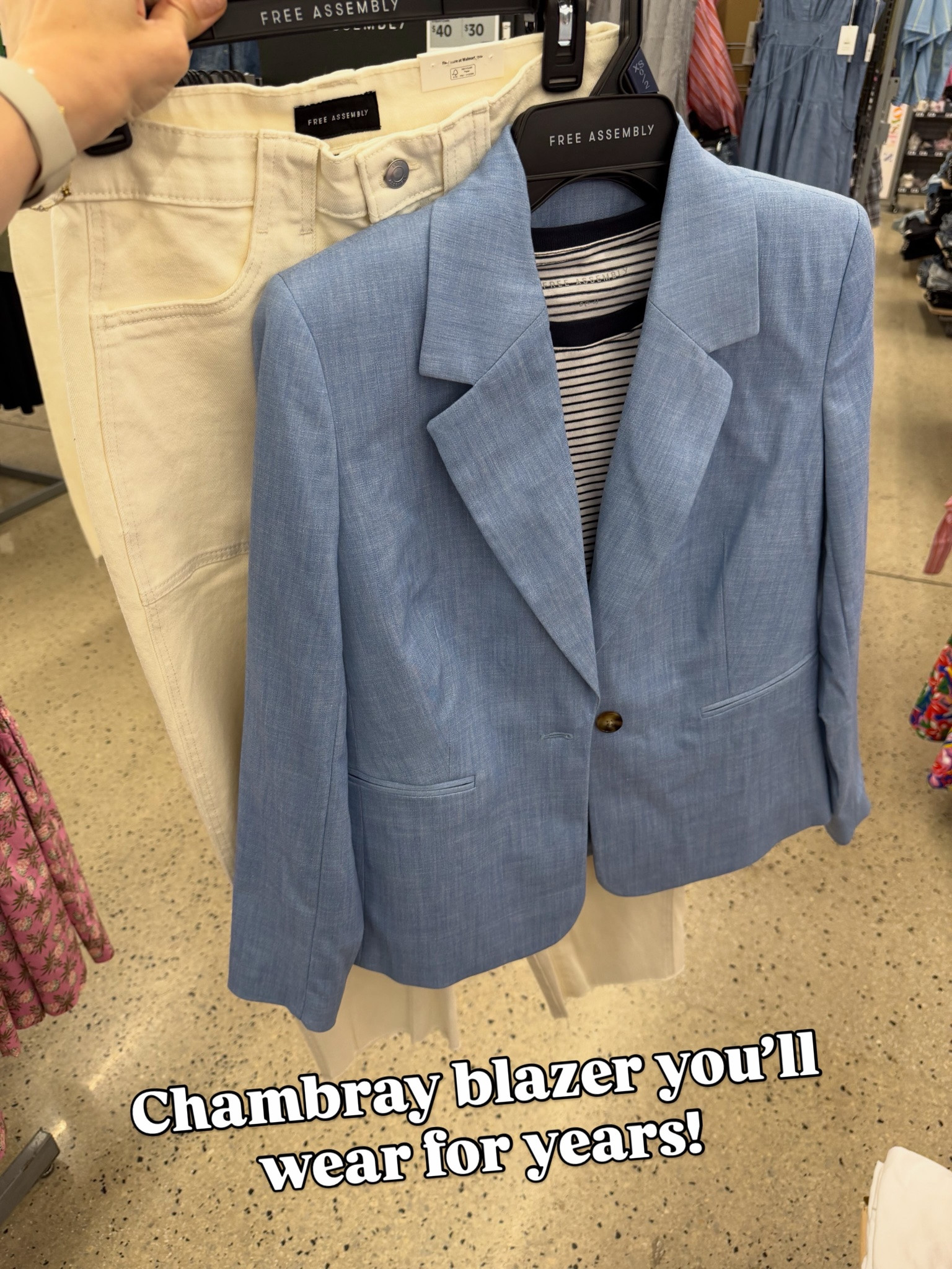 Walmart chambray blazer, dare you to find one this chic for less! #walmartfashion

#LTKOver40