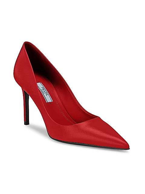 Saffiano Leather Pointed-Toe Pumps | Saks Fifth Avenue