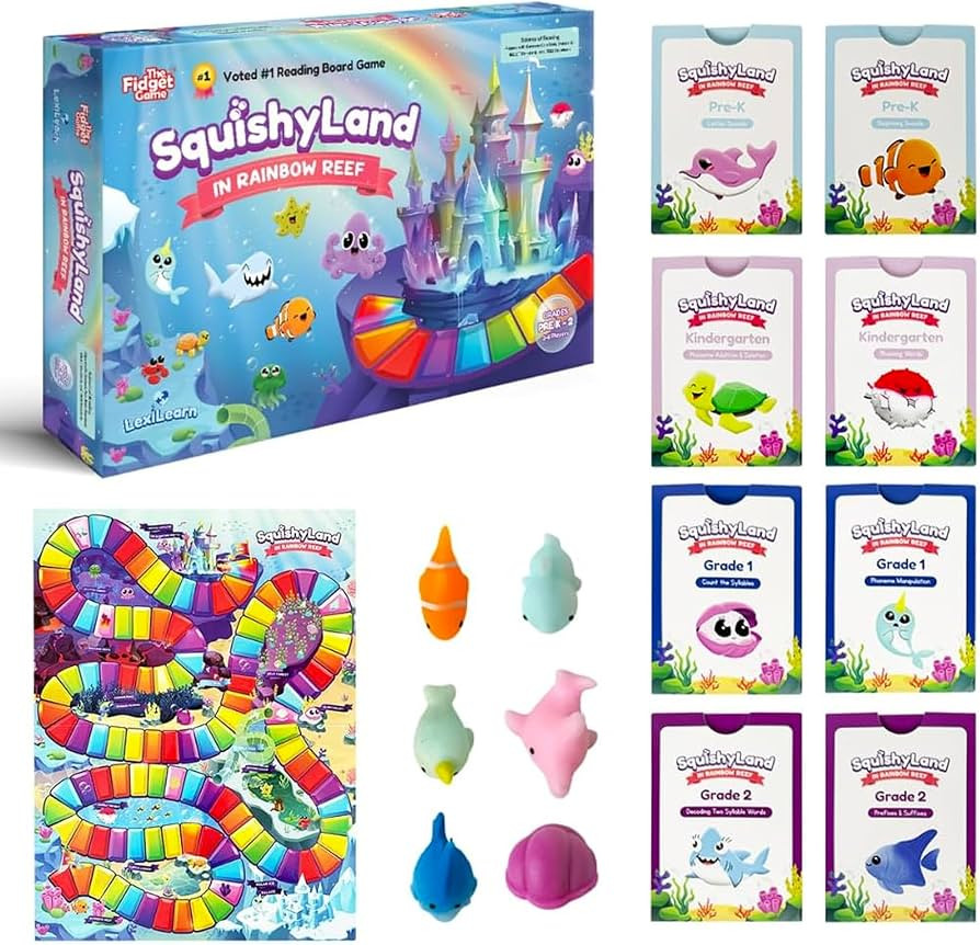 The Fidget Game SquishyLand in Rainbow Reef Board Game, Pre-K to 2nd Grade | Amazon (US)