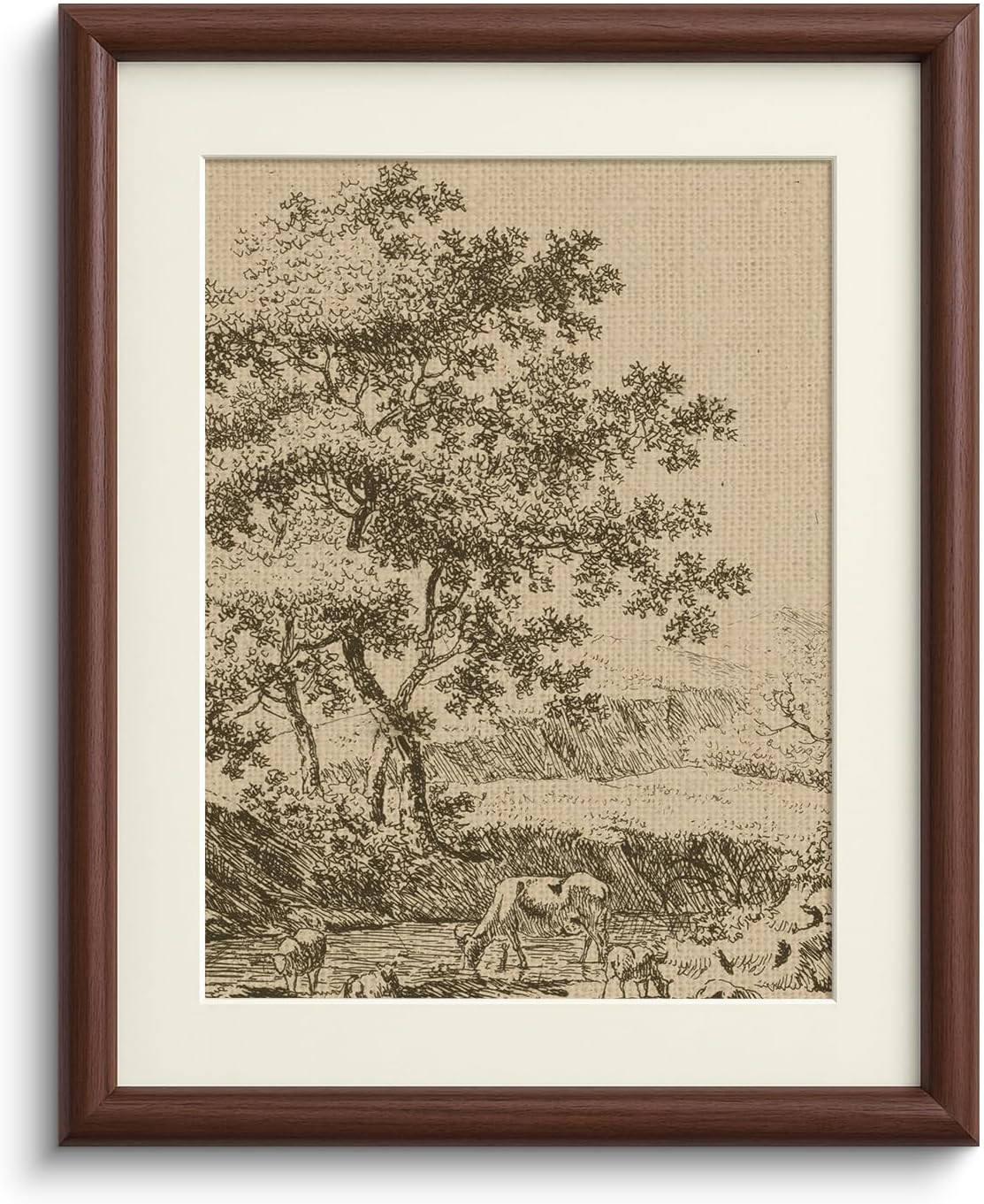 InSimSea Brown Framed Wall Art, Pastoral Landscape Sketch, 11x14 Inch | Vintage Rustic Farmhouse ... | Amazon (US)