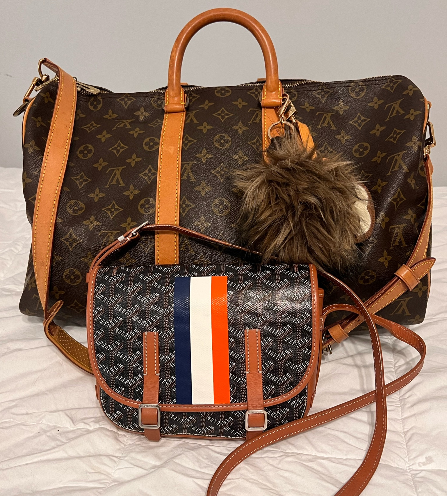 My travel favorites - the Louis Vuitton Keepall 45 Bandouliere (trust me that shoulder strap is a lifesaver!) and the Goyard Belvedere PM Messenger crossbody bag. #louisvuitton #goyard #internationaltrvel #carryononly #jetsetter #worldtraveller

#LTKstyletip #LTKitbag #LTKtravel
