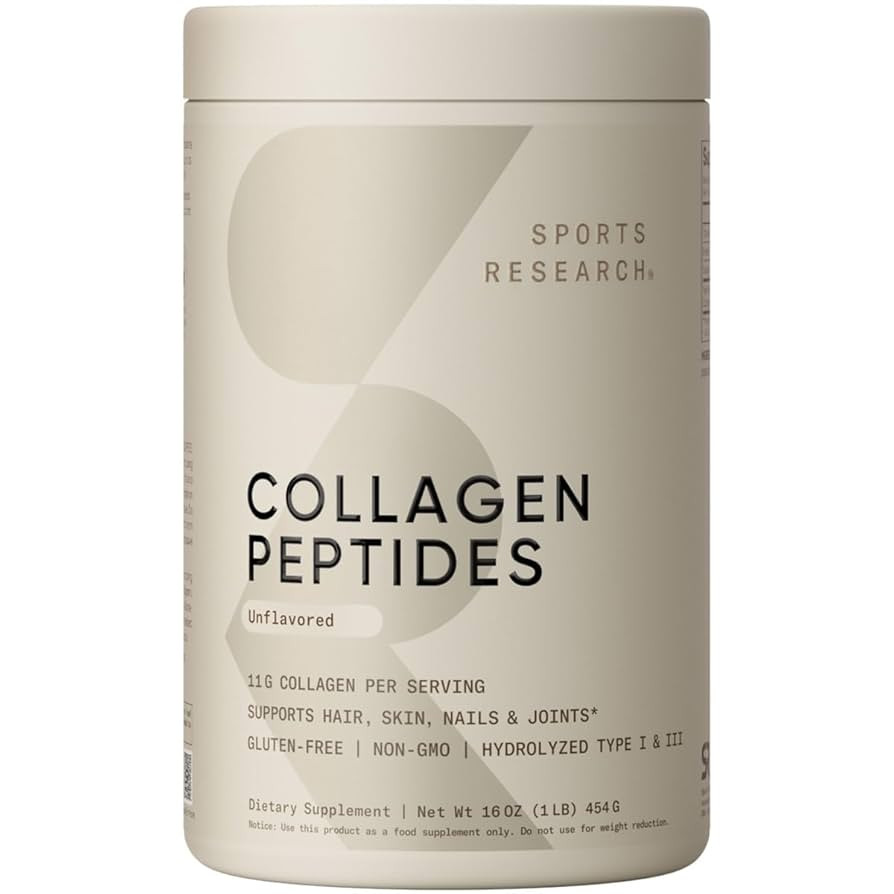 Sports Research Collagen Peptides for Women & Men, Unflavored, 16 oz., Hydrolyzed Type 1 & 3 Coll... | Amazon (US)