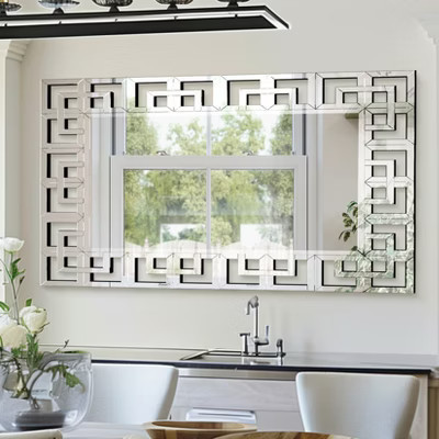 1.2m Oversized Silver Grecian Venetian Mirror Accent Mirror w Beveled Glass Edge | Target