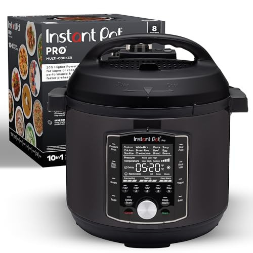 Instant Pot Pro (8 QT) 10-in-1 Pressure Cooker, Slow Cooker, Rice/Grain Cooker, Steamer, Sauté, Sous Vide, Yogurt Maker, Sterilizer, and Warmer, Includes App With Over 800 Recipes, Black | Amazon (US)