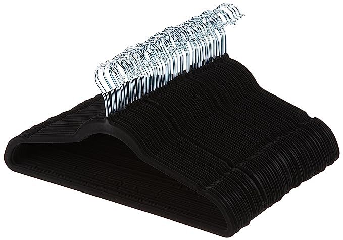 AmazonBasics Velvet Suit Clothes Hangers, 100-Pack, Black | Amazon (US)