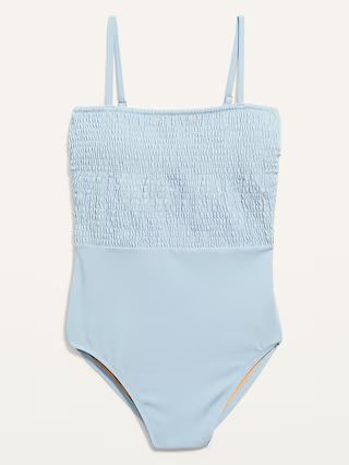 Smocked Bandeau One-Piece Swimsuit for Women | Old Navy (US)