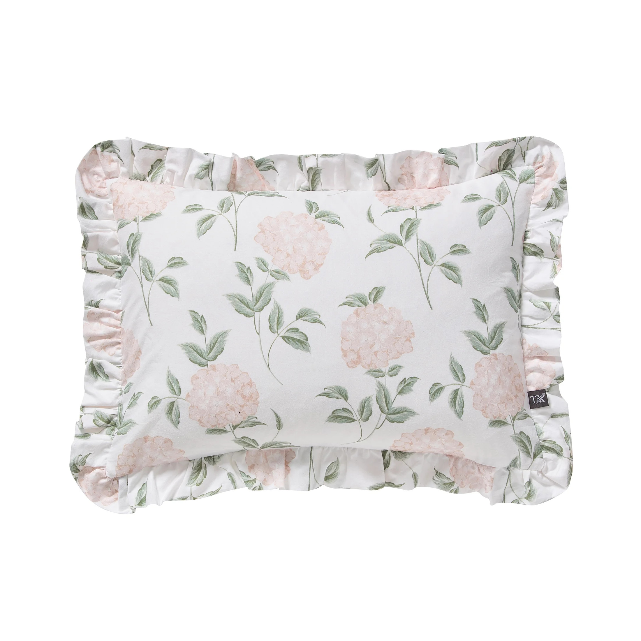 My Texas House 14" x 20" Green/Pink Hydrangea Ruffle Decorative Pillow Cover | Walmart (US)