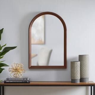 Medium Modern Arched Walnut Framed Mirror (20 in. W x 30 in H) | The Home Depot