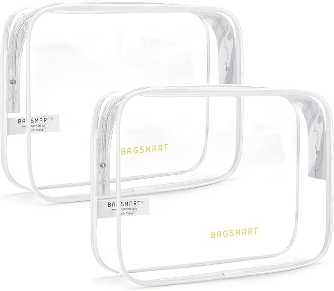 BAGSMART Clear Toiletry Bag, 2 Pack TSA Approved Travel Toiletry Bag Carry on Travel Accessories ... | Amazon (US)