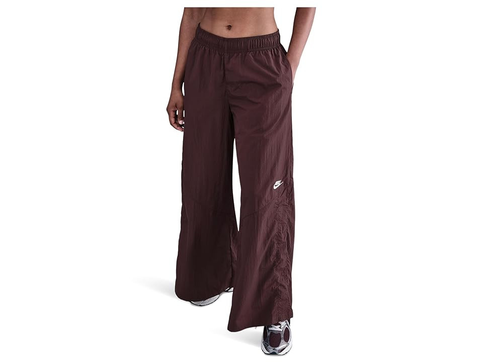 Nike Sportswear Wide Leg Woven Pants Women's Clothing Burgundy Crush/Burgundy Crush/Sail : XL (US 16-18), Cotton/Polyester | Zappos