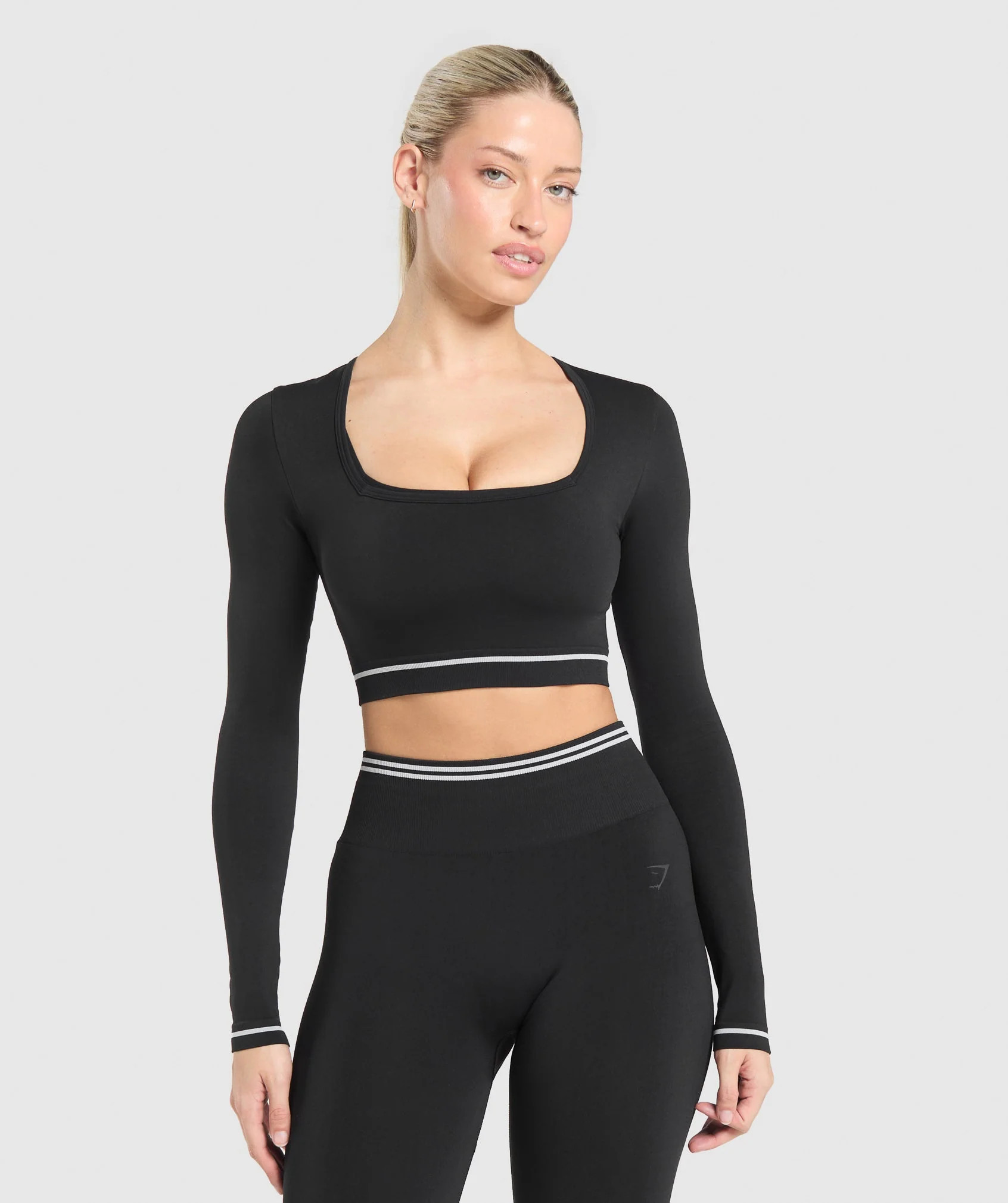 Gymshark Contrast Seamless Crop Top - Black | Gymshark US