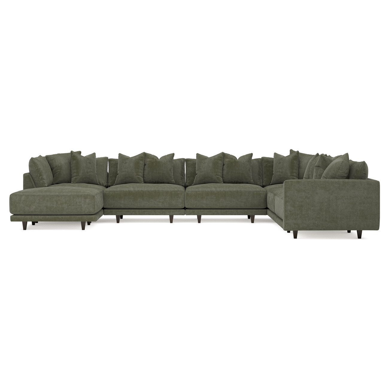 Toulouse Sage Green Modular 7-Piece Corner Sectional With Ottoman - Left End - 166 | Kathy Kuo Home