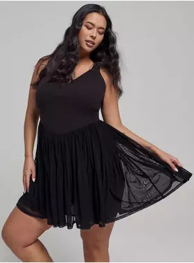 Performance Core Mesh Ruffle 2fer Active Dress | Torrid (US & Canada)