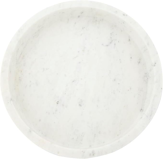Creative Co-Op Minimalist Round Carved Marble Tray or Charcuterie Board, White | Amazon (US)