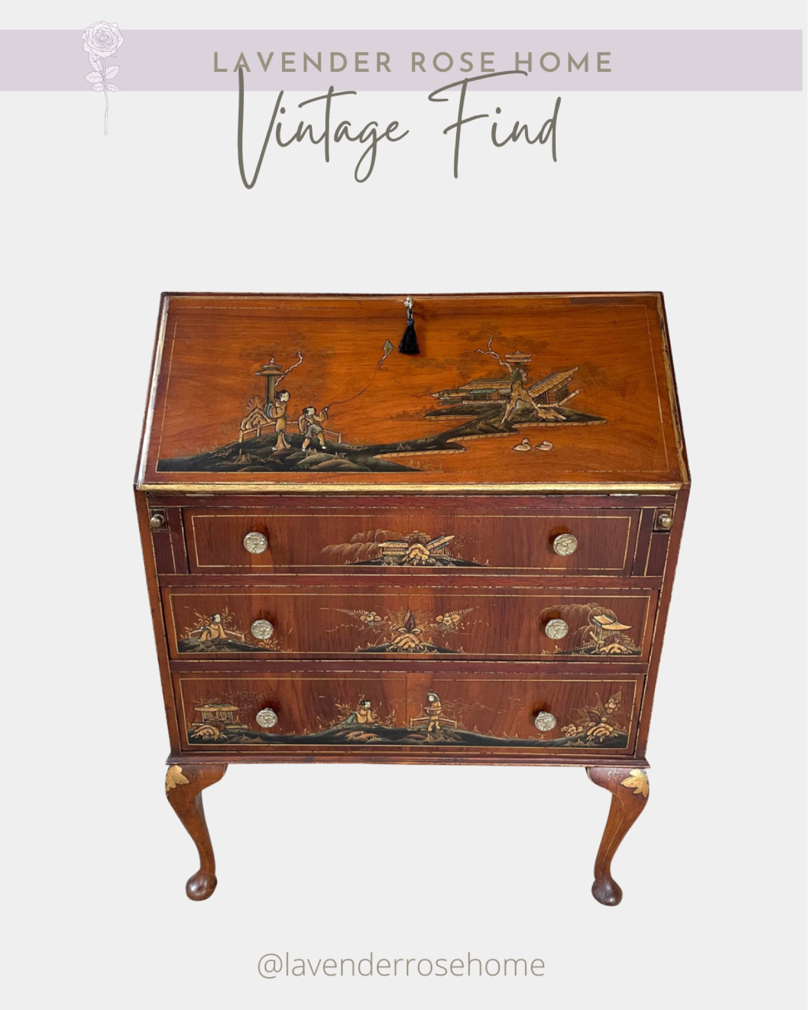 Vintage. Vintage Furniture. Secretary Desk. Chinoiserie. Traditional Home. Desk. Living Room. Bedroom. Home Decor.

#LTKhome