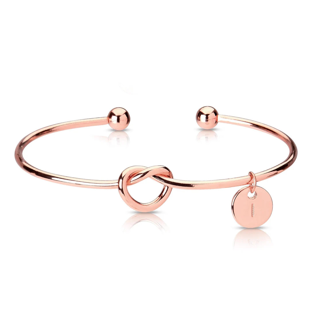 Rose Gold Personalized Initial Bracelet, Bridesmaid Gift Ideas, Maid of Honor Bracelet, Tie the K... | Etsy (US)