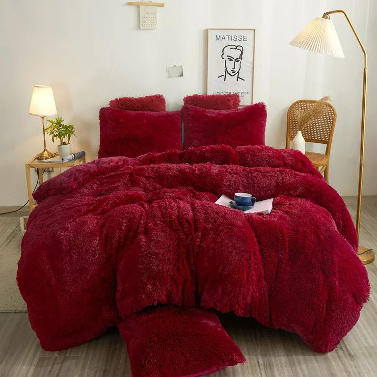 XeGe 2 Pieces Plush Faux Fur Duvet Cover Set, Luxury Soft Fluffy Furry Comforter Cover Set, Shagg... | Walmart (US)